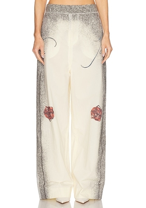 Jean Paul Gaultier Tattoo Tailored Pant in Ecru  Black  & Red - Cream. Size L (also in ).