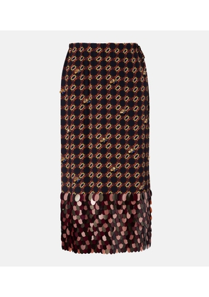 Dries Van Noten Printed sequined silk midi skirt