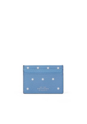 Smythson Flat Card Holder In Panama In Stars Nile Blue