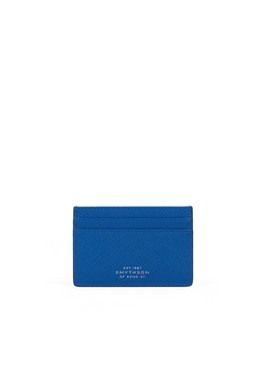 Smythson Flat Card Holder In Panama In Cerulean