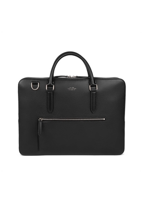 Smythson Slim Briefcase With Zip Front In Ludlow In Black