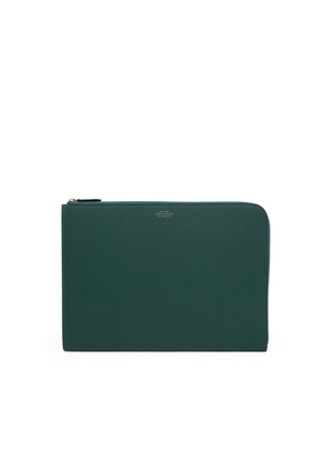Smythson Small Laptop Case In Panama In Forest