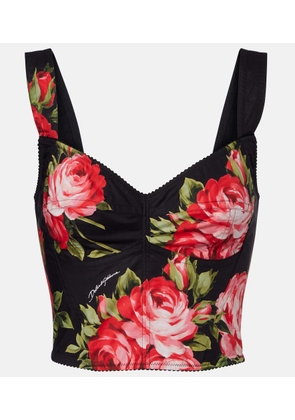 Dolce&Gabbana Floral cotton-blend bustier top