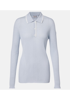 Moncler Ribbed-knit virgin wool polo sweater
