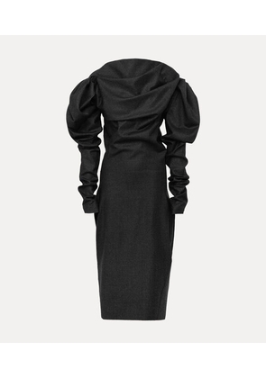 Vivienne Westwood Ls Superbo Dress Metallic Brushed Wo. Charcoal 44 Women