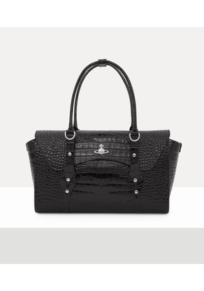 Vivienne Westwood Bettina Medium Handbag Emboss Croc Leather Black