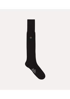 Vivienne Westwood Uni Colour Plain Knee High Socks Cotton Black 6-8 Unisex