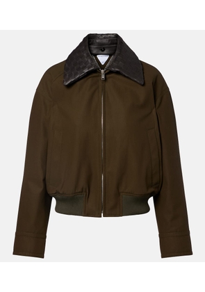 Bottega Veneta Leather-trimmed cotton twill blouson jacket