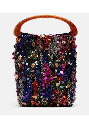 Dries Van Noten Crisp Small sequined satin top-handle bag