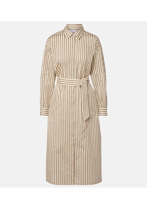 Max Mara Lord striped belted cotton and silk shirt dress