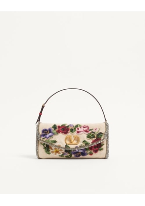 Valentino Garavani Valentino Garavani DeVain Embroidered Small Shoulder Bag Woman NATURAL/MULTICOLOUR UNI