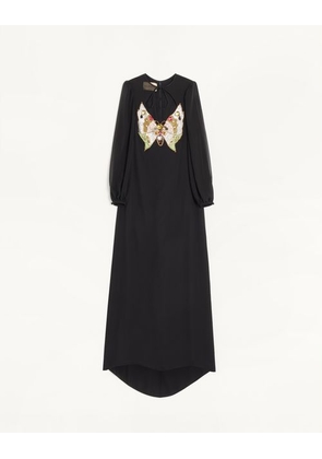 Valentino Embroidered Georgette Long Dress Woman BLACK/MULTICOLOUR 38