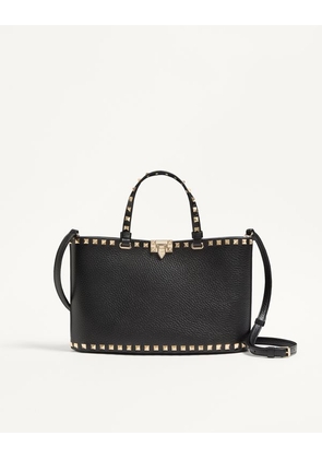 Valentino Garavani Valentino Garavani Rockstud Small Shopping Bag In Grainy Calfskin Woman BLACK UNI