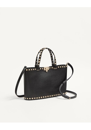Valentino Garavani Valentino Garavani Rockstud Small Shopping Bag In Grainy Calfskin Woman BLACK UNI