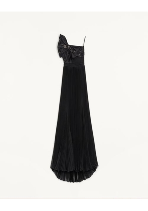 Valentino LONG DRESS IN EMBROIDERED LIGHT GEORGETTE Woman BLACK/SILVER 36