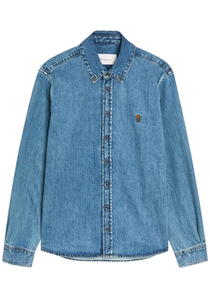 Ami Paris Logo-embroidered Denim Shirt - Blue - XL