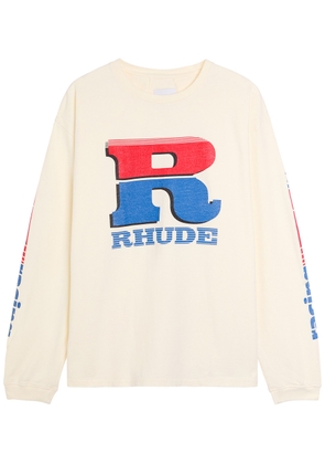 Rhude Split Petrol Logo-print Cotton T-shirt - White - M