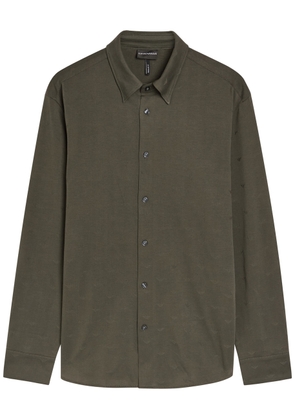 Emporio Armani Logo-intarsia Cotton Shirt - Grey - XL