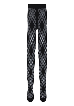 check-print wool-blend tights - S BLACK