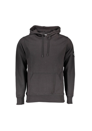 Black Cotton Men Sweater with Hood - XL