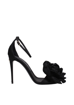 Dolce & Gabbana Black Satin Stiletto Heel Sandals - EU40/US10
