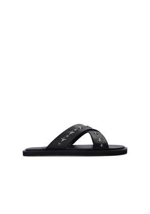 Jimmy Choo Black Calfskin Flat Sandals - EU41/US8