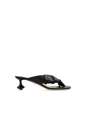 Loewe Black Lamb Leather Flat Sandals - EU36/US6