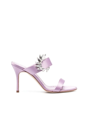 Manolo Blahnik Purple Silk Stiletto Heel Sandals - EU39/US9