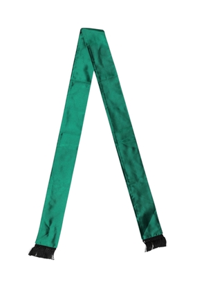 Dolce & Gabbana Green Silk Fringes Neck Wrap Foulard Scarf