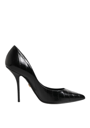 Dolce & Gabbana Black Leather Stiletto High Heels Pumps Shoes - EU37/US6.5