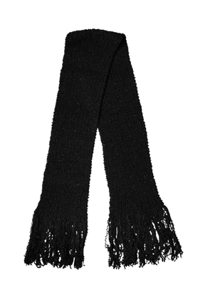 Dolce & Gabbana Black Wool Fringes Neck Wrap Foulard Scarf
