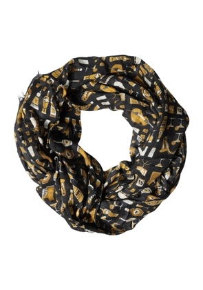 Dolce & Gabbana Black Jazz Club Print Neck Wrap Shawl Scarf
