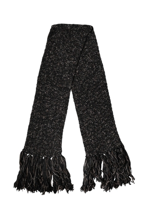 Dolce & Gabbana Black Wool Fringes Neck Wrap Foulard Scarf