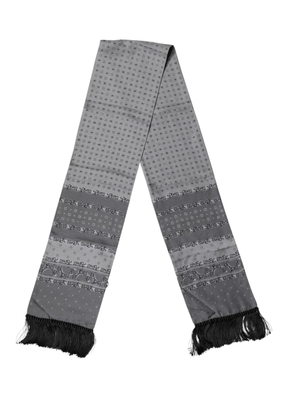 Dolce & Gabbana Gray Patterned Fringes Neck Foulard Scarf