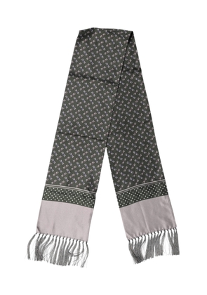 Dolce & Gabbana Gray Patterned Fringes Neck Foulard Scarf