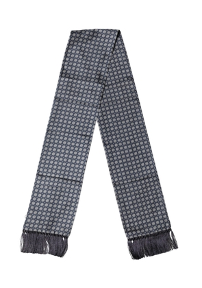 Dolce & Gabbana Blue Patterned Fringes Neck Foulard Scarf