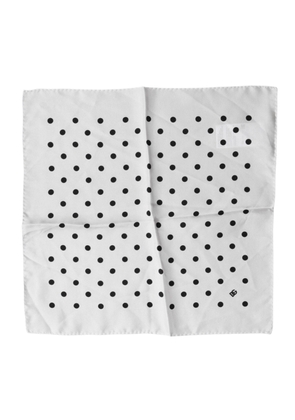Dolce & Gabbana White Polka Dot Square Handkerchief Scarf