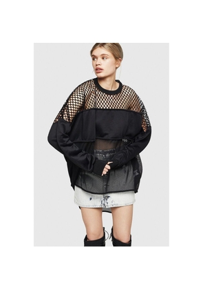 Diesel Black Cotton Polyester Mesh Hoodie - S