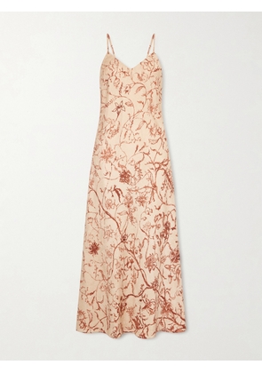 Loro Piana - Floral Silk-jacquard Midi Dress - Red - IT36,IT38,IT40,IT42,IT44,IT46