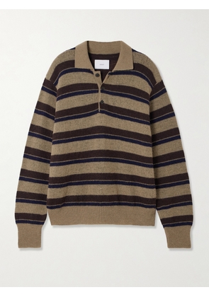 ssstein - Striped Brushed Knitted Polo Sweater - Brown - small,medium,large