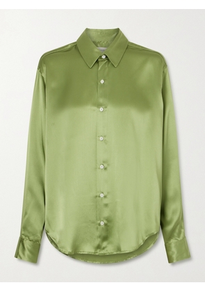 Comme Si - La Classica Silk-charmeuse Shirt - Green - x small,small,medium,large,x large