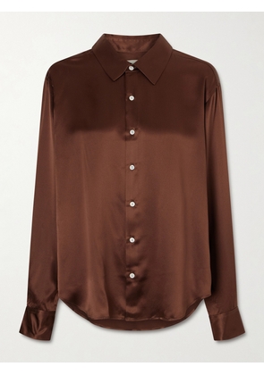 Comme Si - La Classica Silk-charmeuse Shirt - Brown - x small,small,medium,large,x large