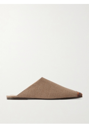 Loro Piana - Alba Embellished Cashmere And Silk-blend Hopsack Slippers - Brown - IT36,IT36.5,IT37,IT37.5,IT38,IT38.5,IT39,IT39.5,IT40,IT40.5,IT41