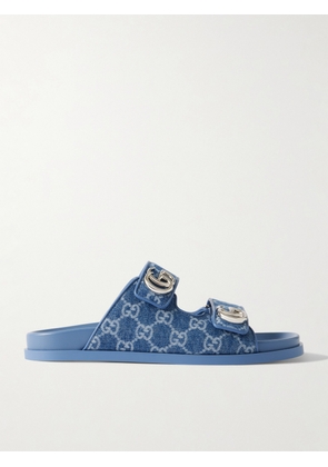 Gucci - Embellished Printed Denim Sandals - Blue - IT36,IT37,IT38,IT39,IT39.5,IT40,IT40.5,IT41