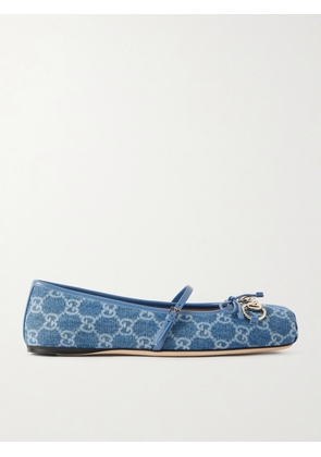 Gucci - Horsebit Ballerina Leather-trimmed Denim Flats - Blue - IT36,IT36.5,IT37,IT37.5,IT38,IT38.5,IT39,IT39.5,IT40,IT41,IT42