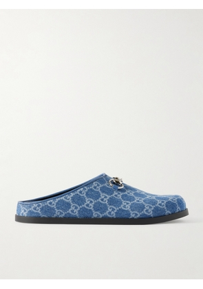 Gucci - Horsebit-embellished Printed Denim Mules - Blue - IT36,IT36.5,IT37,IT37.5,IT38,IT38.5,IT39,IT39.5,IT40,IT40.5,IT41