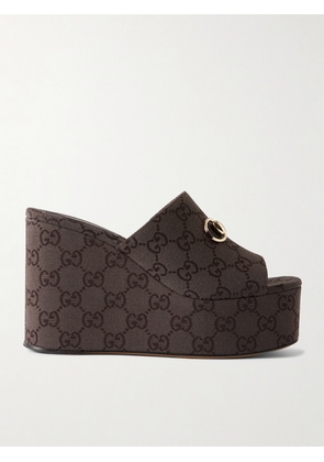 Gucci - Horsebit-embellished Canvas-jacquard Platform Mules - Brown - IT36,IT36.5,IT37,IT37.5,IT38,IT38.5,IT39,IT39.5,IT40,IT41
