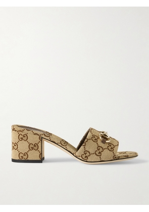 Gucci - Horsebit-embellished Canvas-jacquard Mules - Brown - IT36,IT36.5,IT37,IT37.5,IT38,IT38.5,IT39,IT39.5,IT40,IT40.5,IT41