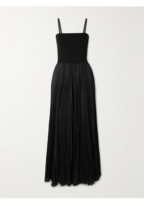 La Ligne - Estelle Convertible Stretch-knit And Pleated Satin Maxi Dress - Black - xx small,x small,small,medium,large,x large