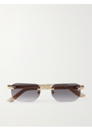 Cartier Eyewear - Signature C Rimless Rectangular-frame Gold-tone And Acetate Sunglasses - One size
